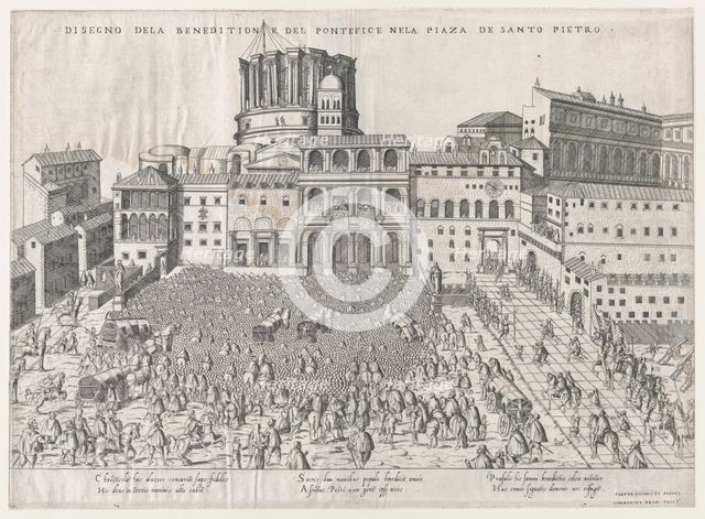 Speculum Romanae Magnificentiae: Papal Benediction, late 16th century., late 16th century. Creator: Giovanni Ambrogio Brambilla.