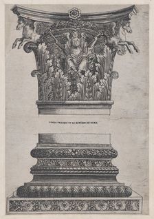 Speculum Romanae Magnificentiae: Pegasus capital from the Temple of Mars Ultor and dec..., ca. 1537. Creator: Master GA