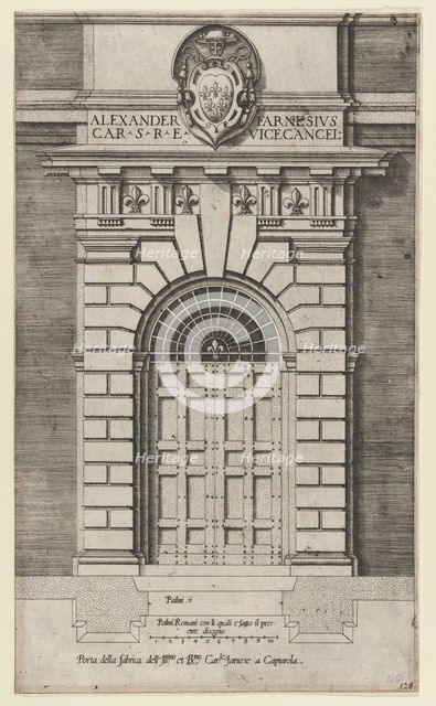 Speculum Romanae Magnificentiae: Porta della fabrica of the Farnese Palace, Caprar..., 16th century. Creator: Anon.