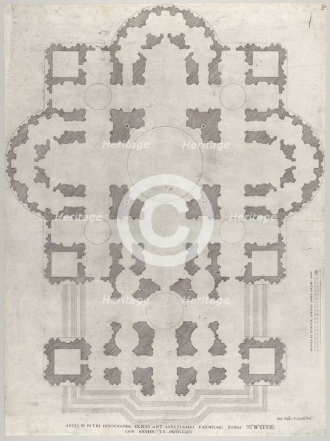 Speculum Romanae Magnificentiae: Plan of St. Peter's, 1549. Creator: Unknown.