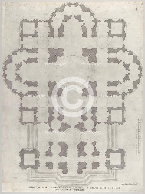 Speculum Romanae Magnificentiae: Plan of St. Peter's, 1549. Creator: Unknown.