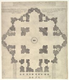 Speculum Romanae Magnificentiae: Plan of St. Peter's, 1569. Creator: Etienne Duperac