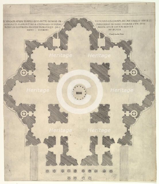 Speculum Romanae Magnificentiae: Plan of St. Peter's, 1569. Creator: Etienne Duperac.