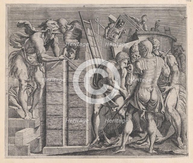 Speculum Romanae Magnificentiae: Romulus and Remus Building the Walls of Rome, 16t..., 16th century. Creator: Anon.