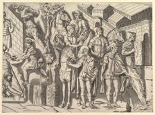 Speculum Romanae Magnificentiae: Roman Horsemen, from Trajan's Column, 16th century. Creator: Marco Dente
