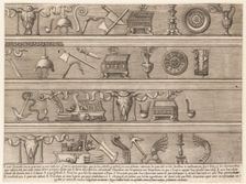 Speculum Romanae Magnificentiae: Sacrificial Instruments Based on Ancient Relief Sc..., ca. 1550-75. Creator: Attributed to Nicolas Beatrizet
