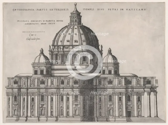 Speculum Romanae Magnificentiae: St. Peter's, 16th century., 16th century. Creator: Giovanni Ambrogio Brambilla.