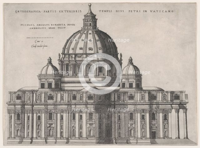 Speculum Romanae Magnificentiae: St. Peter's, 16th century., 16th century. Creator: Giovanni Ambrogio Brambilla.