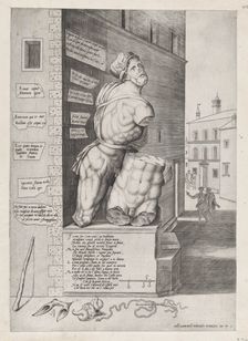 Speculum Romanae Magnificentiae: Statue of Pasquin in the House of Cardinal Ursino, 1550., 1550. Creator: Unknown