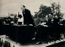 Speaking at Enfield Munitions Works, 1917 1945. Creator: Unknown