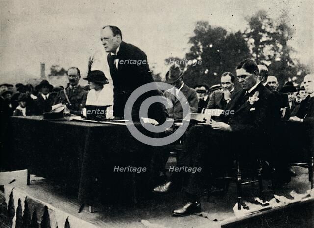'Speaking at Enfield Munitions Works, 1917', 1945.  Creator: Unknown.