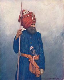 Spear-bearer from Jind 1903. Artist: Mortimer L Menpes