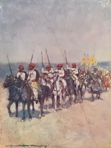 Spear-bearers from Cutch 1903. Artist: Mortimer L Menpes