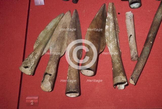 Spearheads, Bronze weapons found in the Thames, c1150BC-950BC Artist: Unknown.