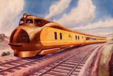 Speeding Across A Continent. America's first diesel-electric Express has opened up a new era in rai Creator: Unknown