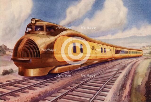 'Speeding Across A Continent. America's first diesel-electric Express has opened up a new era in rai Creator: Unknown.