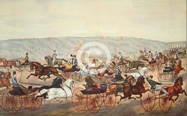 Speeding on the Avenue, pub. 1870, Currier & Ives (Colour Lithograph) 