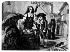 "Spending a Sou" - painted by Miss Rebecca Solomons - from the Winter Exhibition, French..., 1858. Creator: Unknown