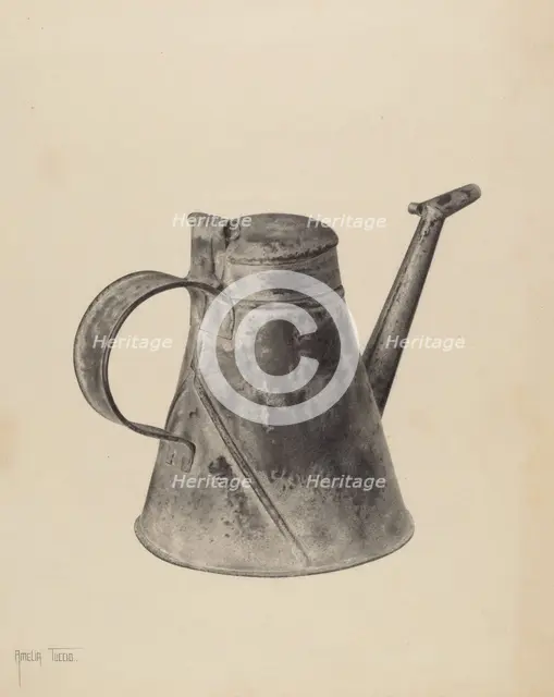 Sperm Oil Can, c. 1937. Creator: Amelia Tuccio.