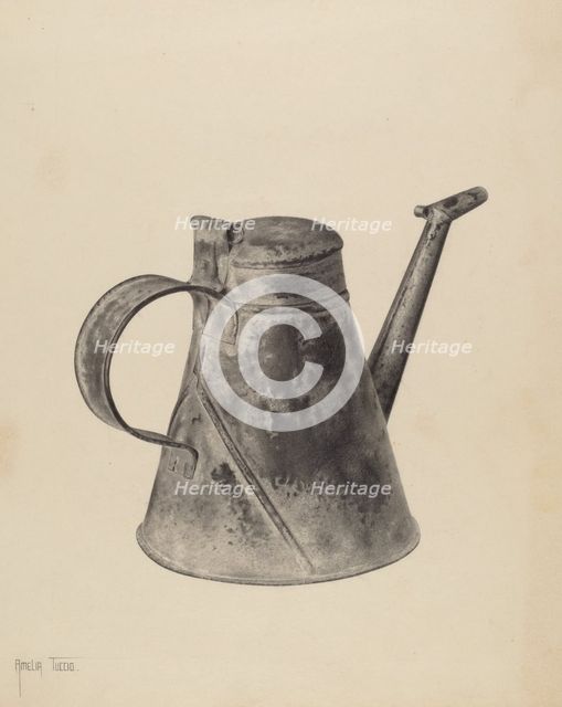 Sperm Oil Can, c. 1937. Creator: Amelia Tuccio.