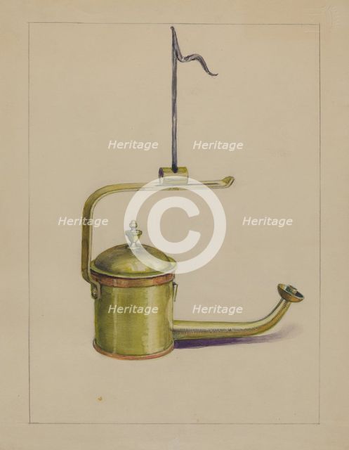 Sperm Oil Lamp, c. 1935. Creator: Charles Caseau.