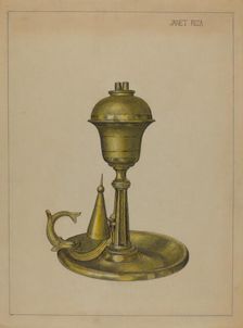 Sperm Oil Lamp, c. 1936. Creator: Janet Riza