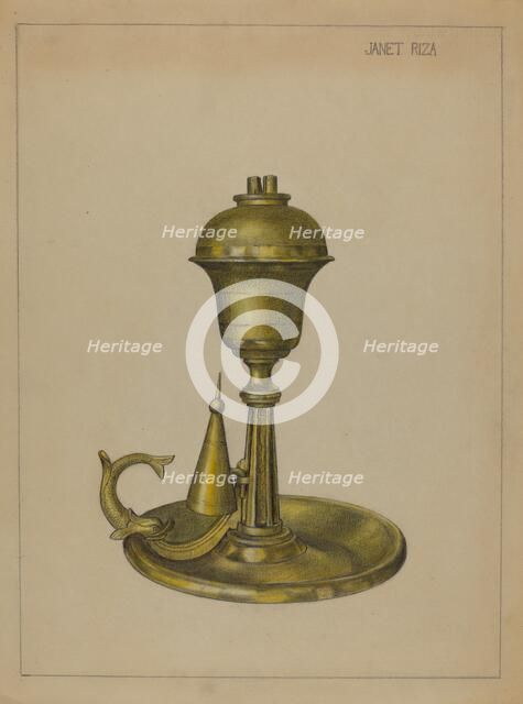 Sperm Oil Lamp, c. 1936. Creator: Janet Riza.