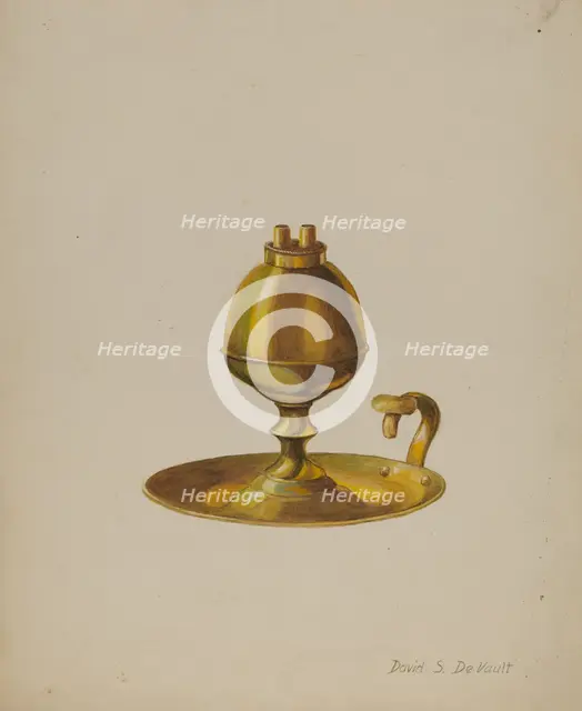 Sperm Oil Lamp, c. 1941. Creator: David S De Vault.