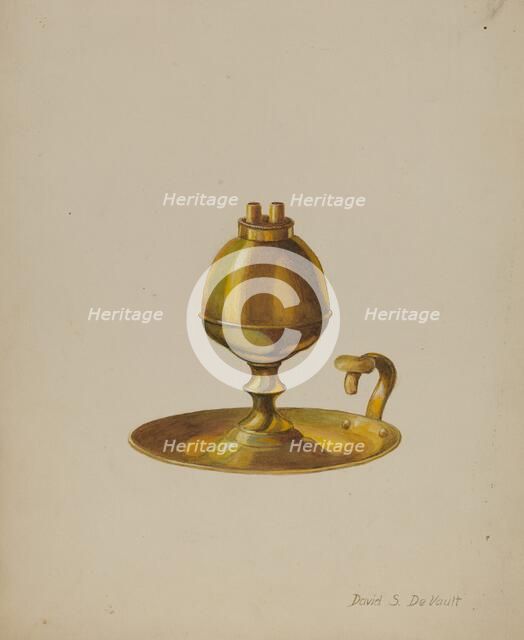 Sperm Oil Lamp, c. 1941. Creator: David S De Vault.