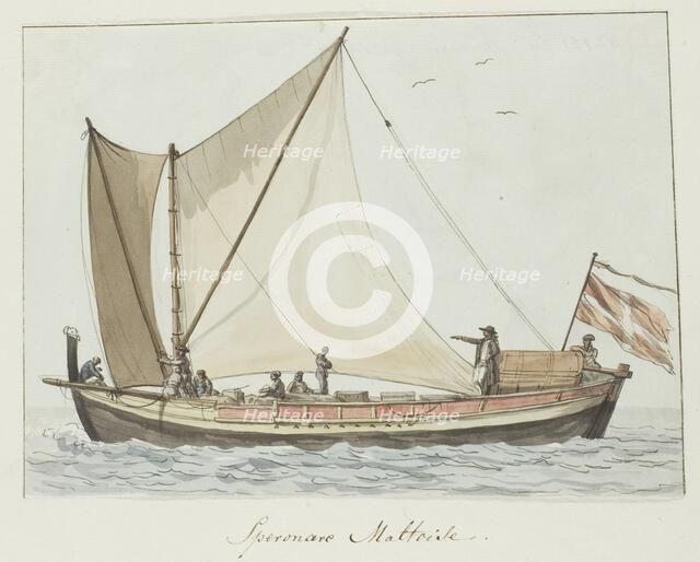 Speronare ship from Malta, 1778. Creator: Louis Ducros.
