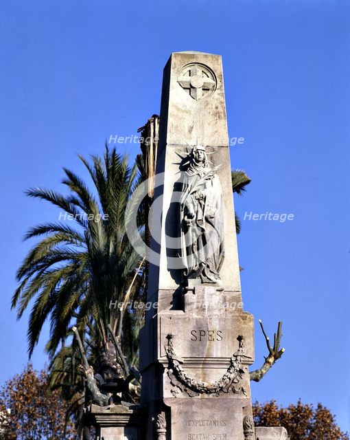 'Spes', sculpture at the main gate of the cemetery in the east of Barcelona, 20th century. Creator: Vallmitjana i Barbany,  Agapit (1832-1905).