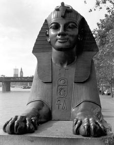 Sphinx guarding Cleopatra's Needle, Westminster, London. Artist: Paul Barkshire