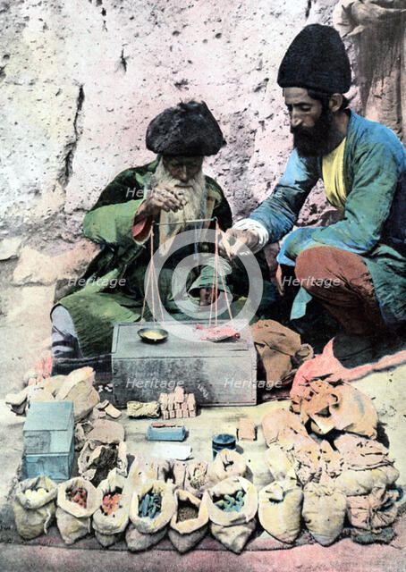 Spice seller, Royal Palace, Tehran, c1890. Artist: Unknown
