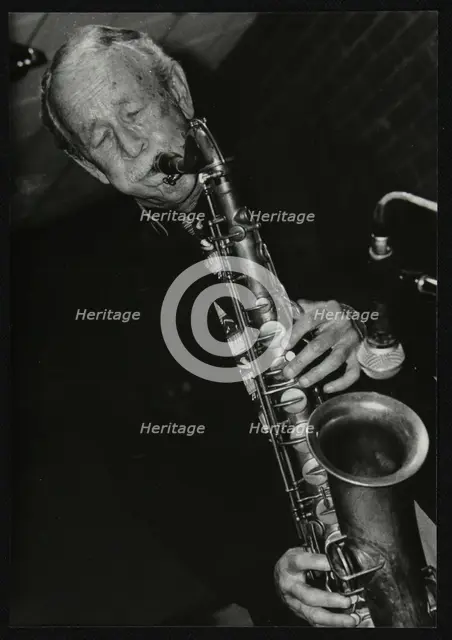 Spike Robinson playing tenor saxophone The Fairway, Welwyn Garden City, Hertfordshire, 1998. Creator: Denis Williams.