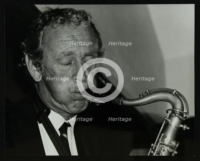 Spike Robinson playing the tenor saxophone at The Bell, Codicote, Hertfordshire, 11 September 1986. Creator: Denis Williams.