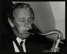 Spike Robinson playing the tenor saxophone at The Bell, Codicote, Hertfordshire, 11 September 1986. Creator: Denis Williams