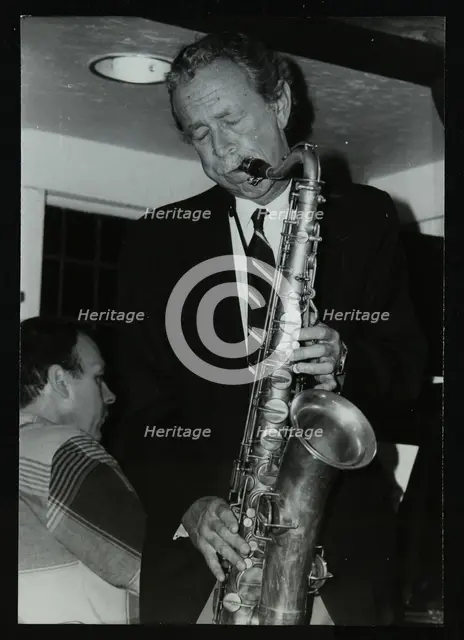 Spike Robinson playing the tenor saxophone at The Bell, Codicote, Hertfordshire, 11 September 1986. Creator: Denis Williams.