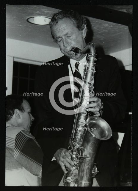 Spike Robinson playing the tenor saxophone at The Bell, Codicote, Hertfordshire, 11 September 1986. Artist: Denis Williams
