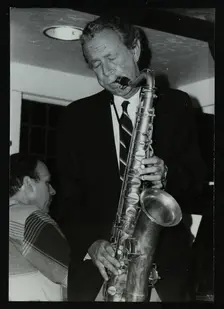 Spike Robinson playing the tenor saxophone at The Bell, Codicote, Hertfordshire, 11 September 1986. Creator: Denis Williams