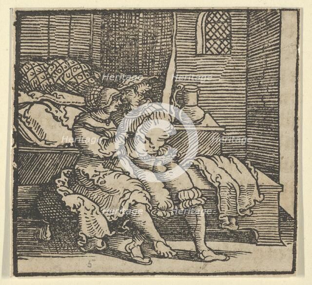 Spinneloccio Locked up in a Chest, on which his Wife and Zeppa are Seated, from The..., before 1534. Creator: Hans Schäufelein the Elder.