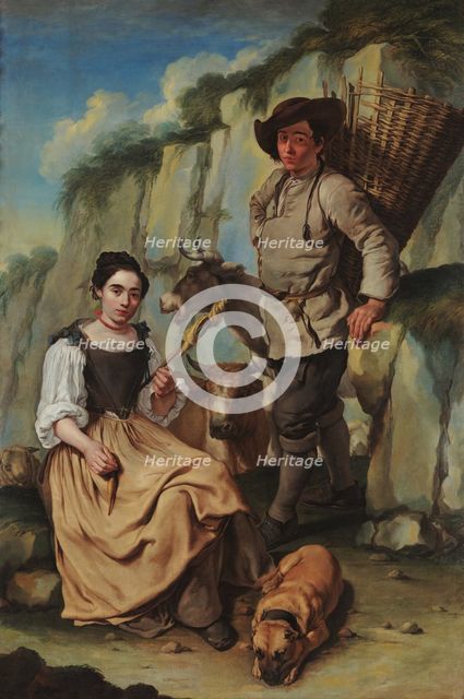 Spinner and farmer with a basket, c1765. Creator: Ceruti, Giacomo Antonio (1698-1767).