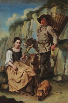 Spinner and farmer with a basket, c1765. Creator: Ceruti, Giacomo Antonio (1698-1767)
