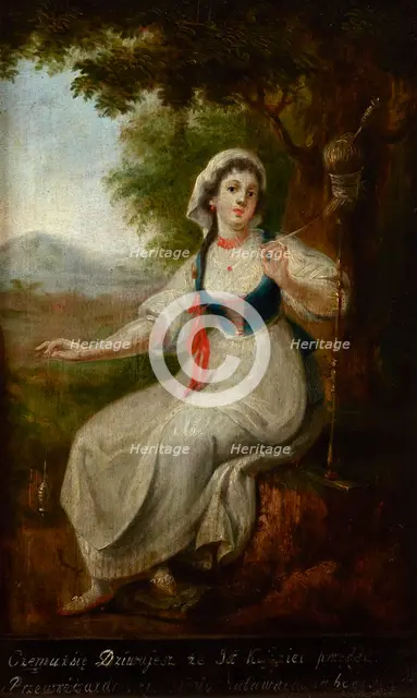 Spinner at Her Work / Frivolous Spinner-two-sided painting, c1800. Creator: Michal Stachowicz.