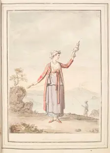 Spinner of Procida , leaf from A Collection of Dresses by David Allan Mostly from Nature 1776. Creator: David Allan