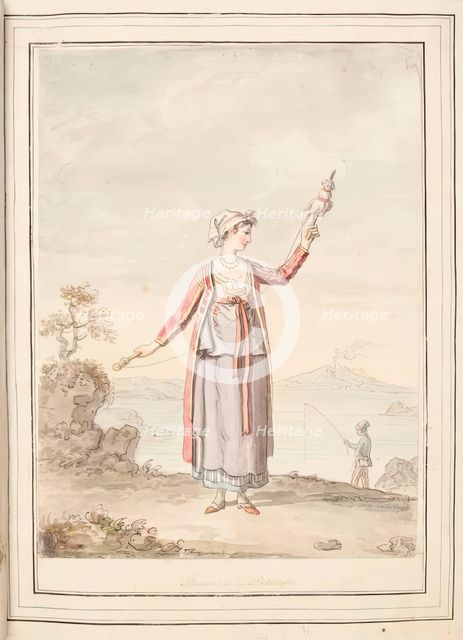 Spinner of Procida , leaf from 'A Collection of Dresses by David Allan Mostly from Nature', 1776. Creator: David Allan.