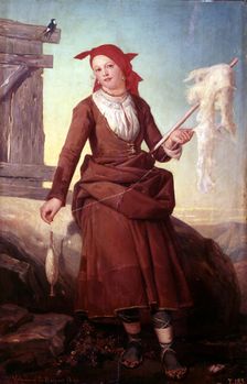 Spinner oil on canvas, 1866, by Valeriano Dominguez Becquer