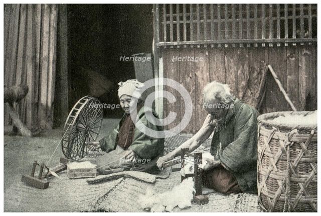 Spinning cotton, Japan, 1904. Artist: Unknown