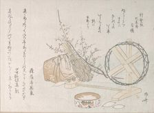 Spinning Wheel and Spools, 19th century., 19th century. Creator: Shinsai