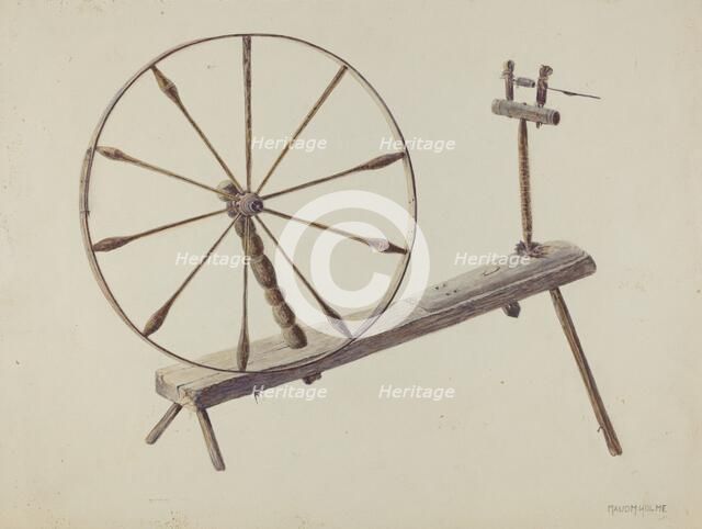 Spinning Wheel, c. 1938. Creator: Maud M Holme.