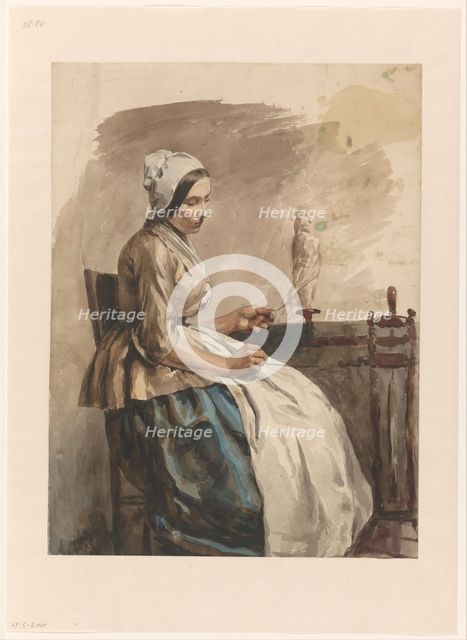 Spinning young woman, 1832-1880. Creator: Jan Weissenbruch.